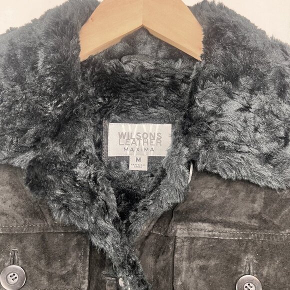 Wilson Leather Button up Faux Fur Jacket Size M - Picture 3 of 6